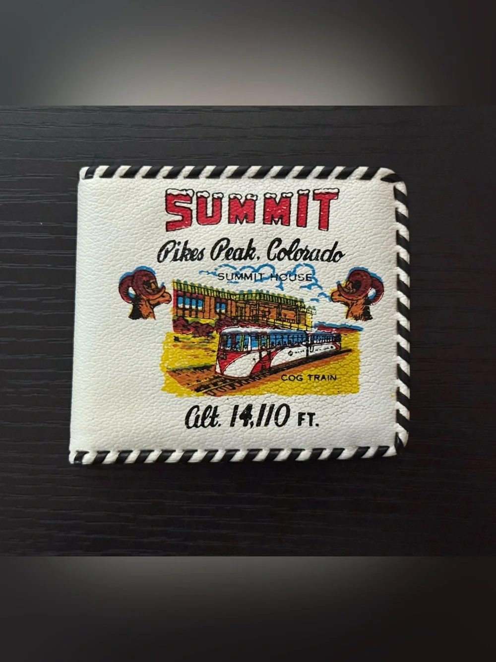 Vintage 1950s Pikes Peak Colorado Souvenir Wallet Hand Laced Vinyl Cog Train